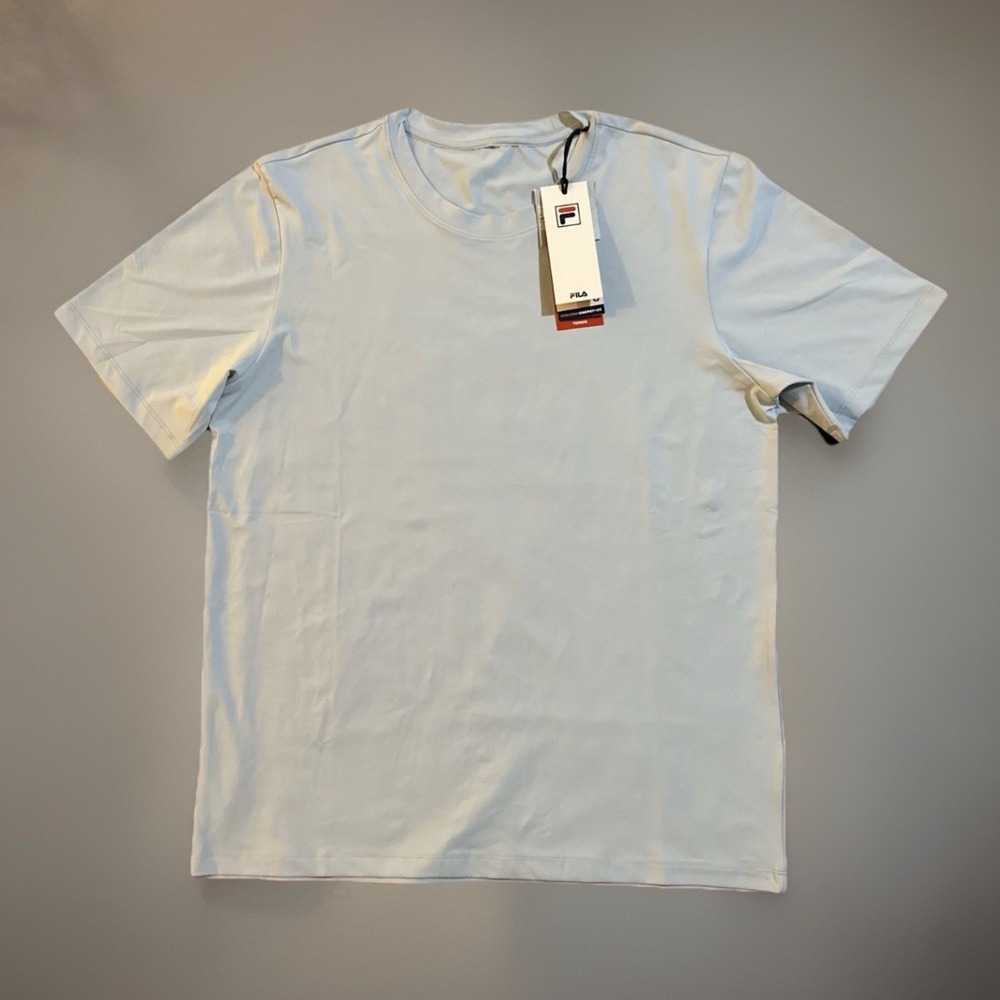 NEW FILA Tennis Men Medium Volley Core Tee Light Blue Athletic Performance Shirt